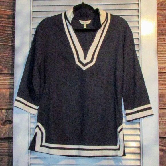 Sherry Taylor Sm Nautical Linen Blend Blouse - Picture 9 of 12